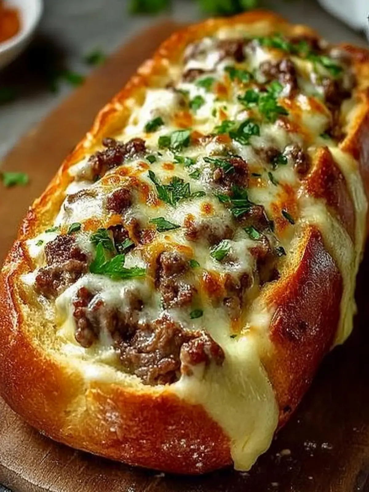 Philly Cheesesteak-Stuffed Garlic Bread Loaf