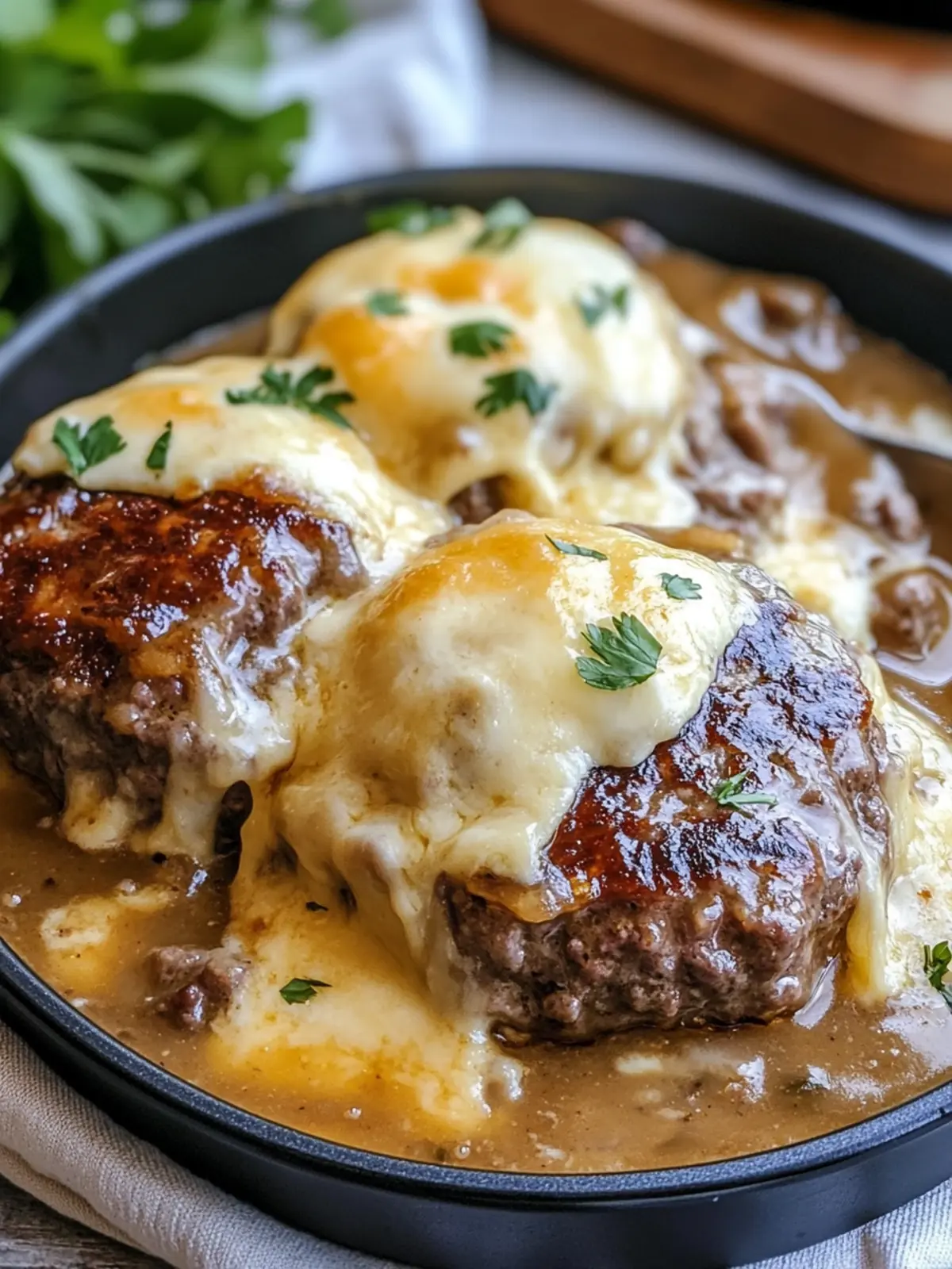Savor Amish Hamburger Steak Bake with Creamy Gravy Tonight 4 AMISH HAMBURGER STEAK BAKE WITH CREAMY GRAVY