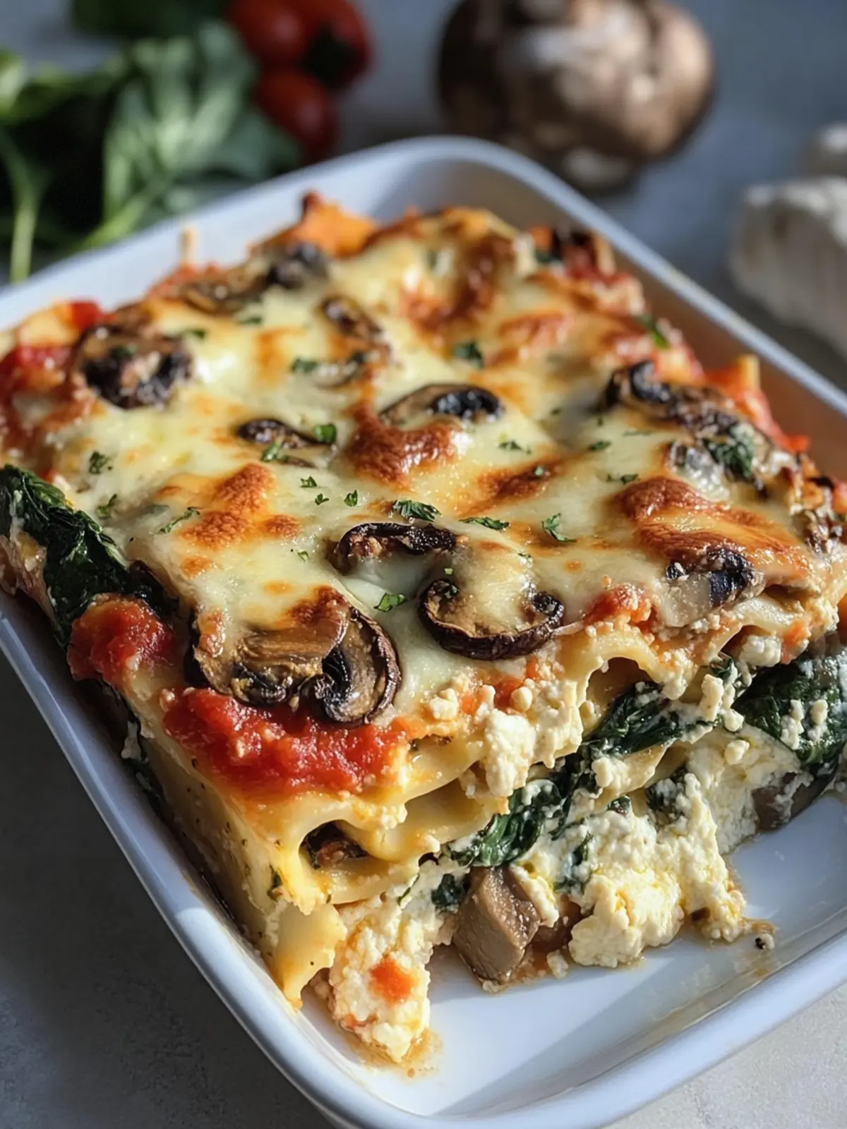 Cottage Cheese Lasagna Bake with Mushroom & Spinach