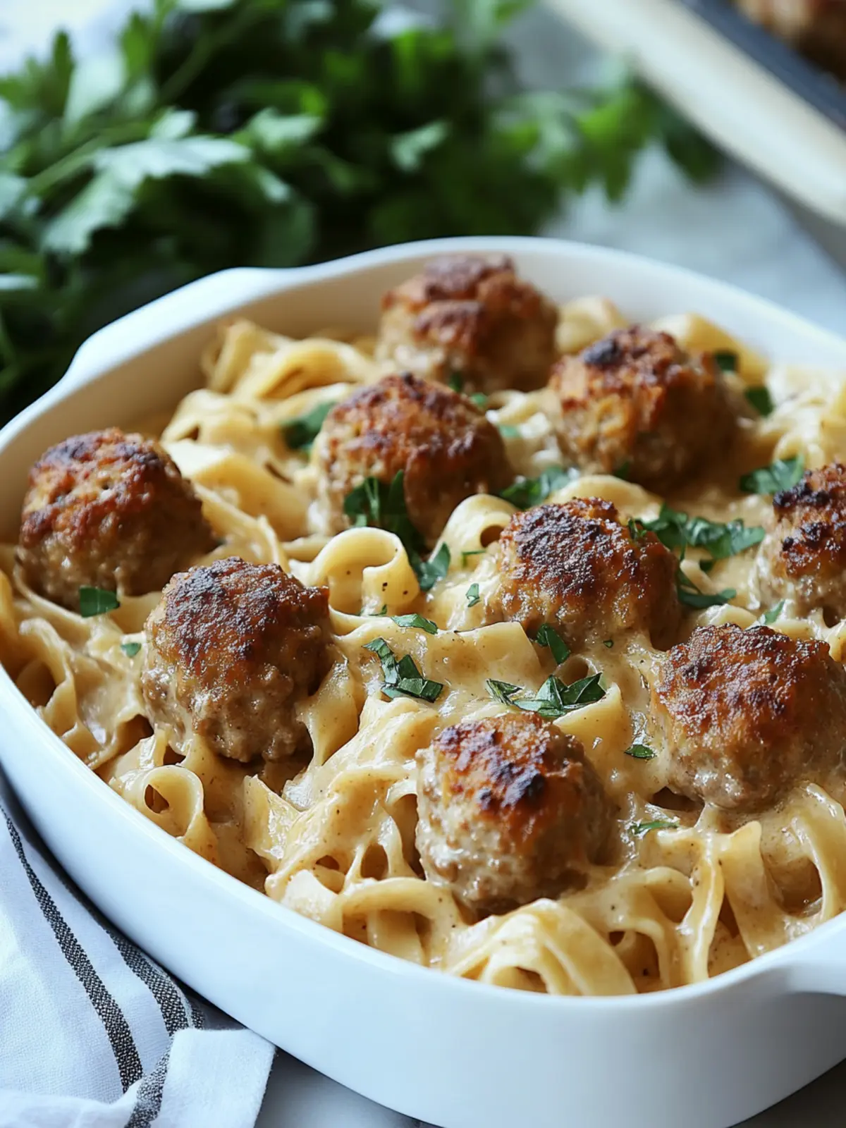 Swedish Meatball Noodle Bake