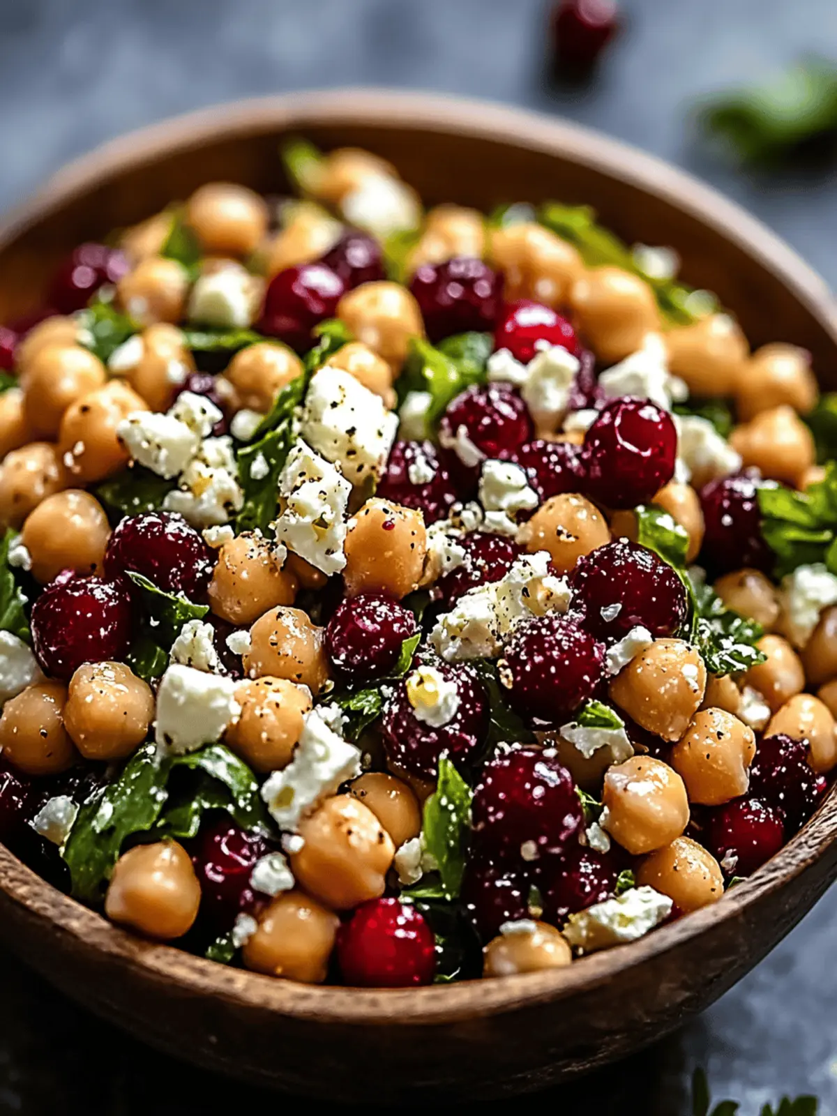 Feta & Cranberry Chickpea Salad with Lemon Vinaigrette