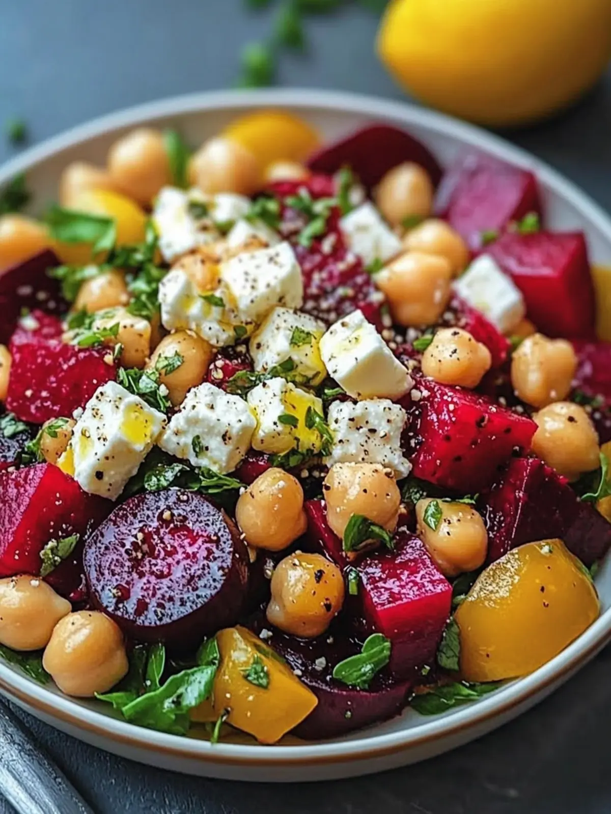 Chickpea, Beet & Feta Salad with Zesty Lemon-Garlic Vinaigrette 3 Chickpea, Beet & Feta Salad with Lemon-Garlic Vinaigrette beetroot