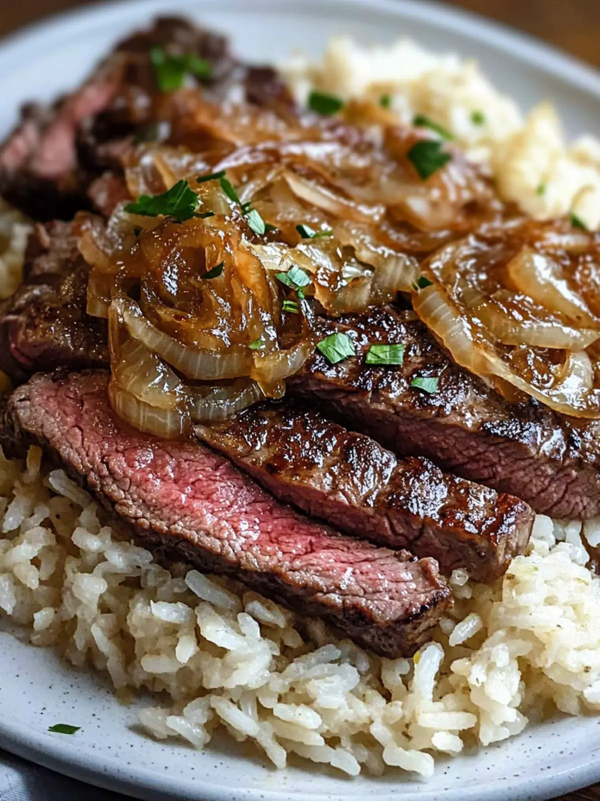 Pan-Seared Ribeye with Caramelized Onions & Rice Bliss 4 Pan-Seared Ribeye with Caramelized Onions & Rice