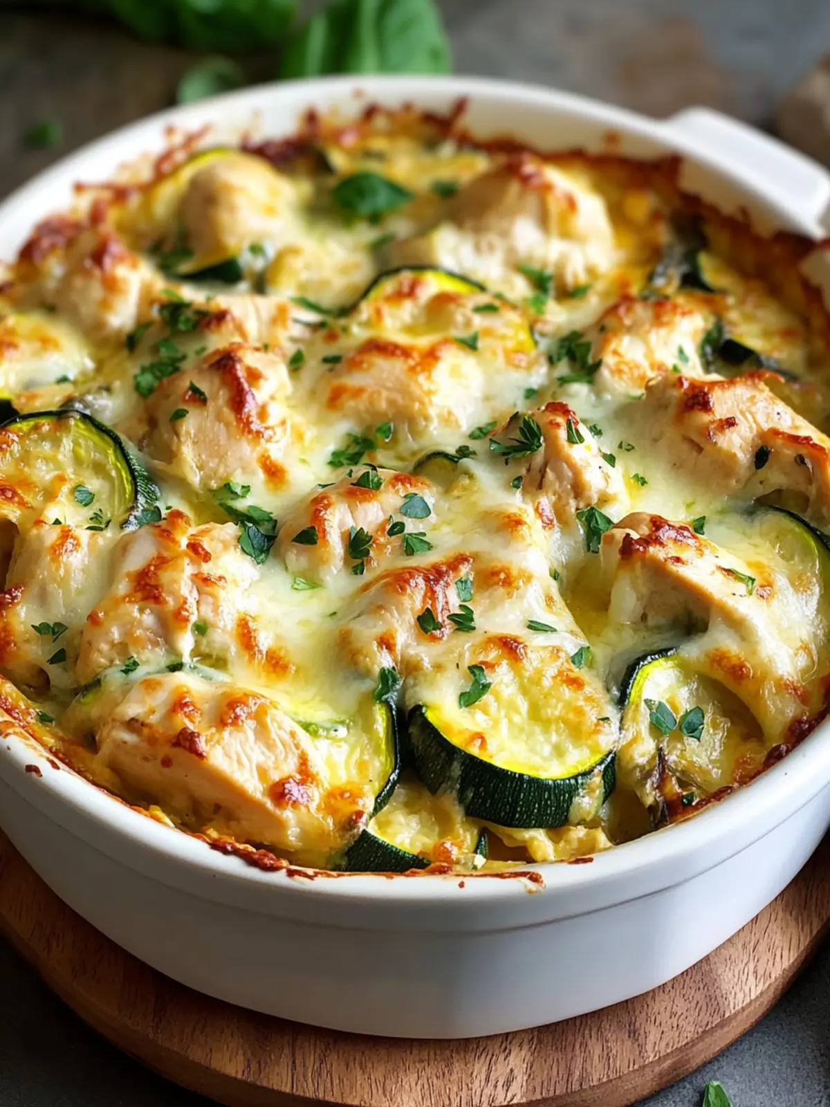 Chicken, Zucchini & Cheese Crustless Casserole