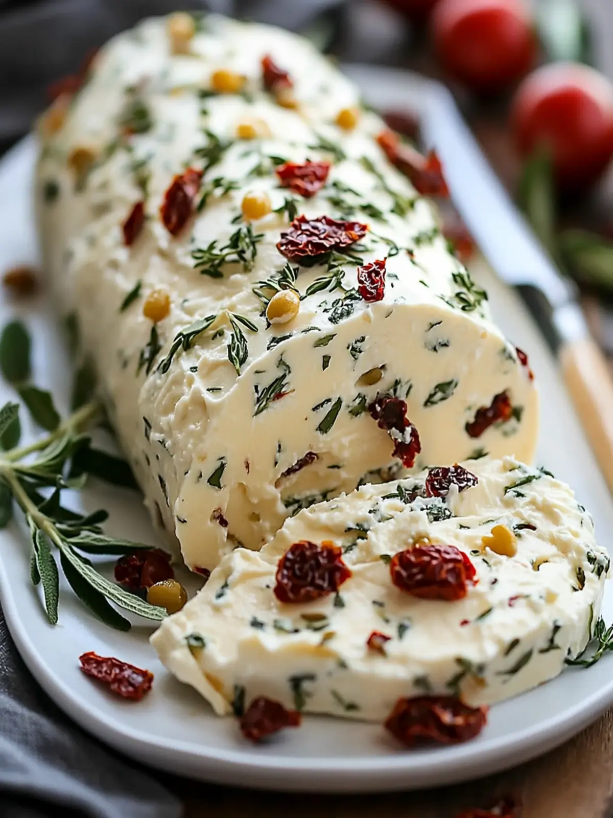 Herbed Sun-Dried Tomato & Mascarpone Cheese Log