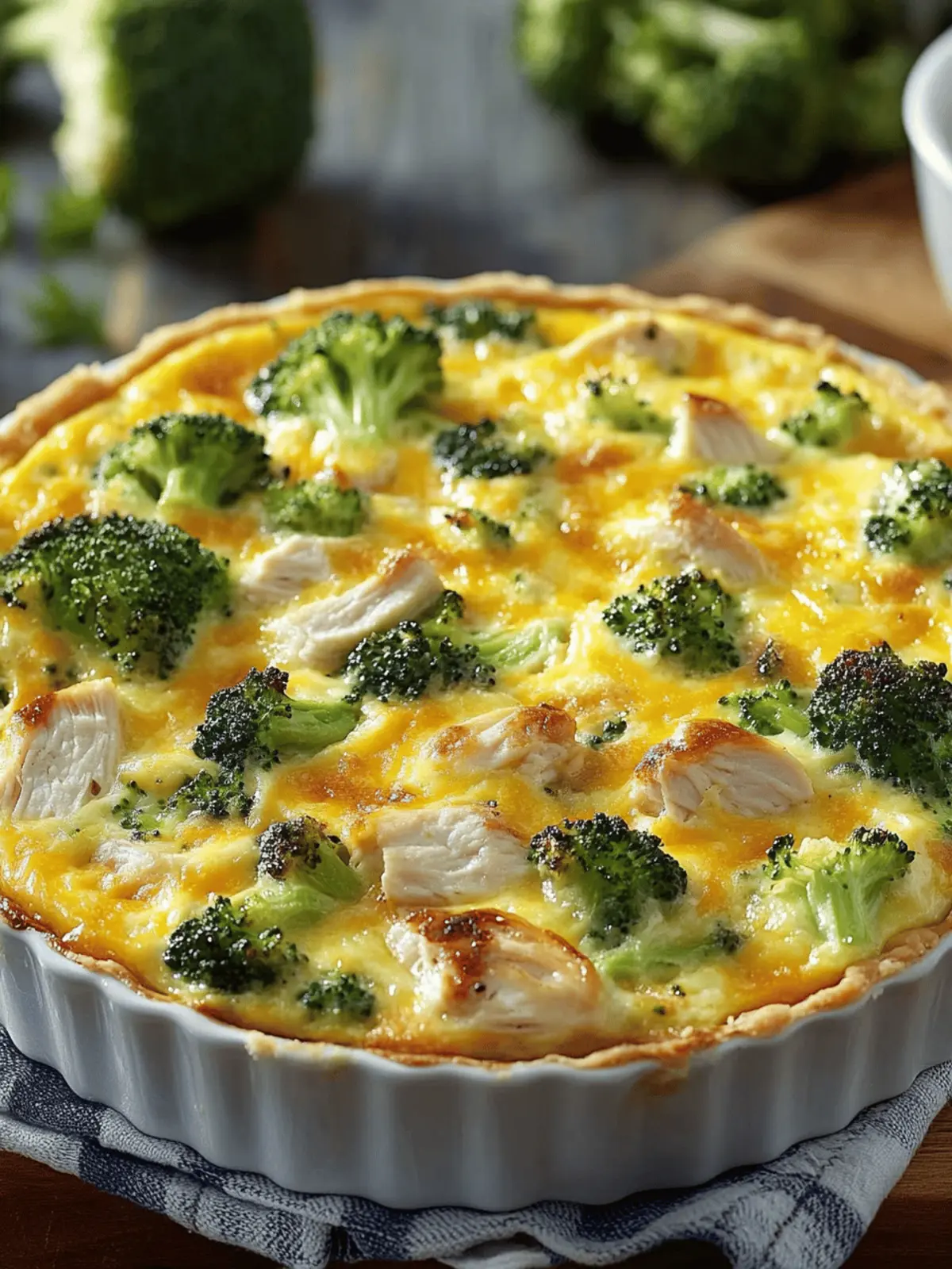 Crustless Chicken, Broccoli & Cheddar Bake-Style Quiche Delight 2 Crustless Chicken, Broccoli & Cheddar Bake-Style Quiche