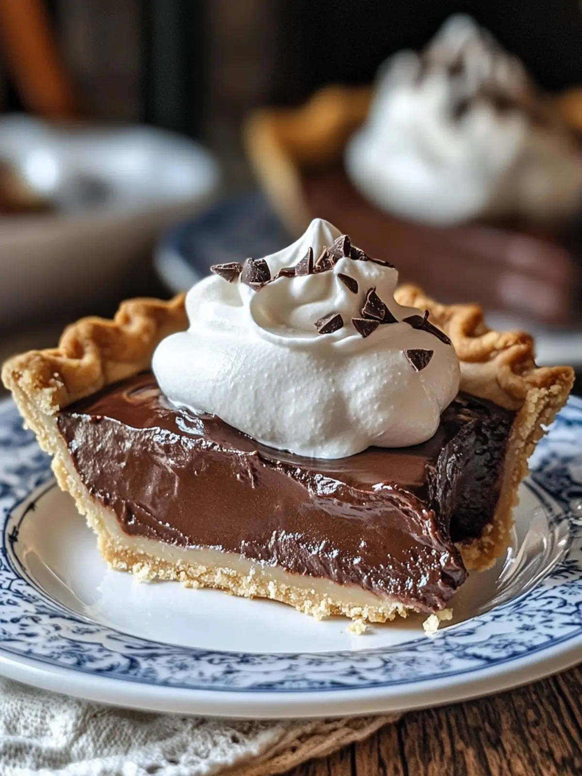 Decadent Old Fashioned Chocolate Pie with Whipped Cream Delight 4 OLD FASHIONED CHOCOLATE PIE WITH WHIPPED CREAM TOPPING
