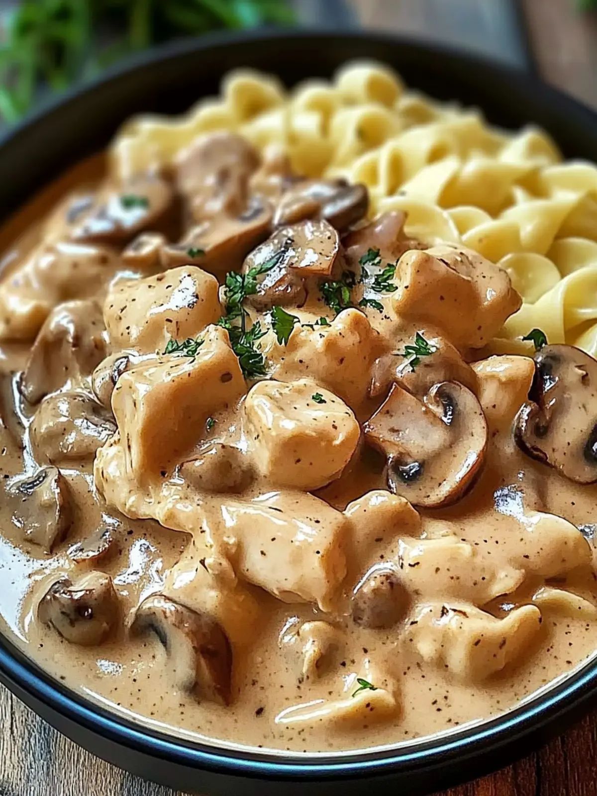 Homemade Creamy Chicken Stroganoff with Mushrooms