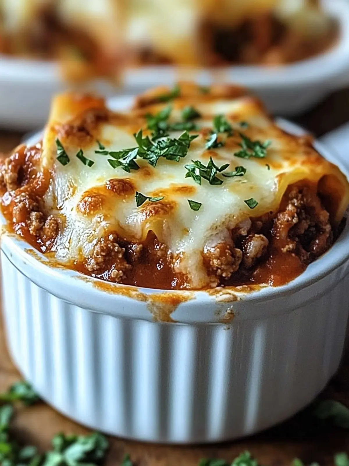 Rich and Comforting Crockpot Lasagna in a White Ramekin Delight 2 Rich and Comforting Crockpot Lasagna in a White Ramekin