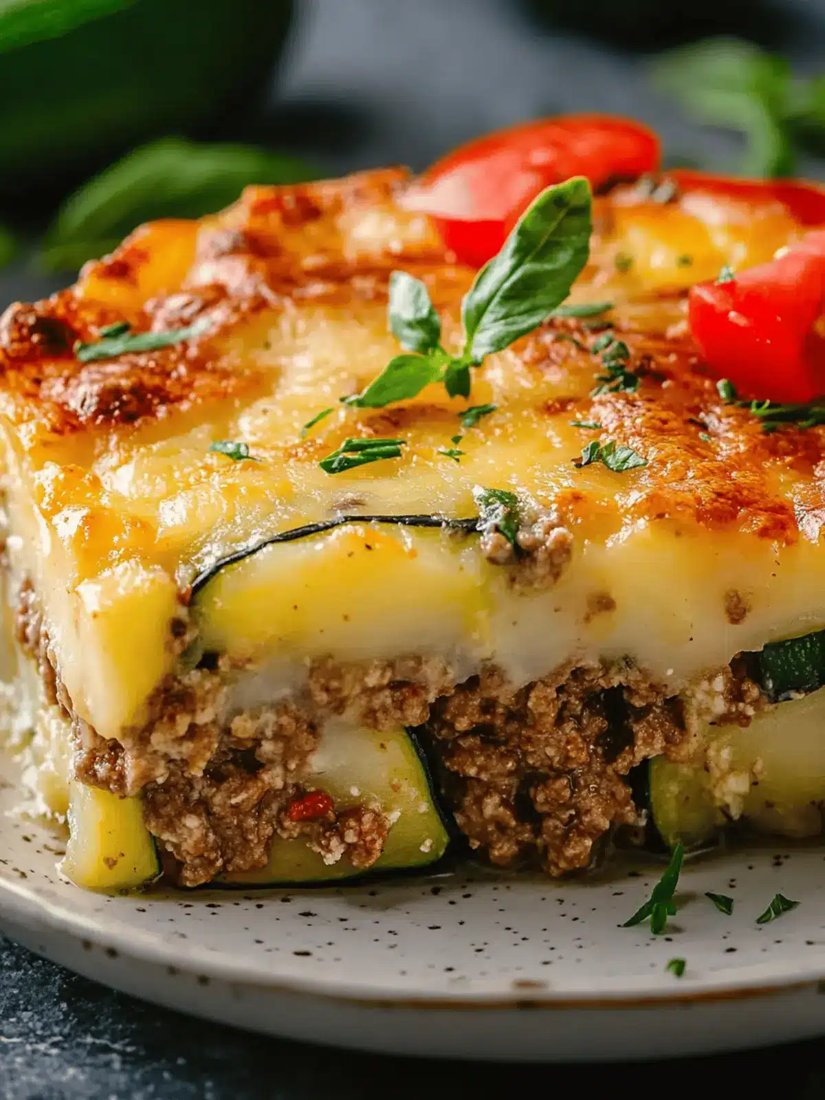 Cheesy Zucchini Potato with Ground Meat Slice
