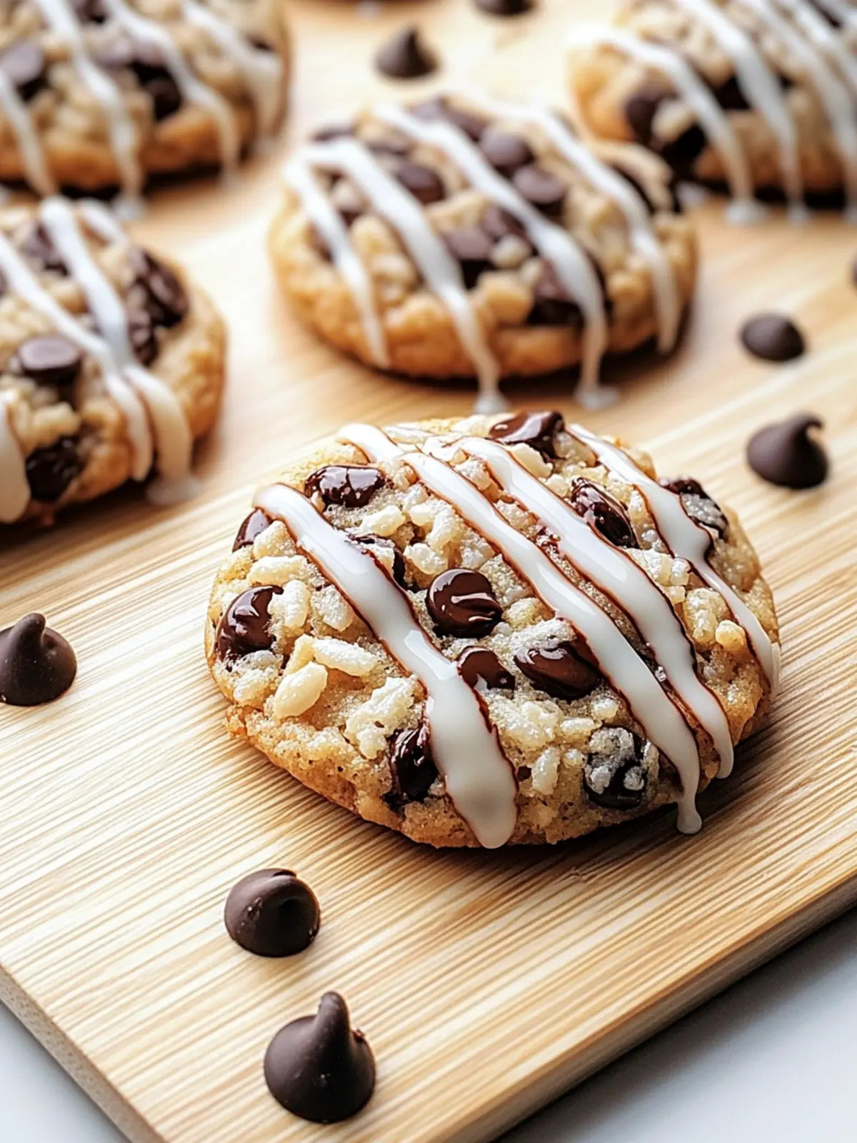 Delicious Rice Krispie Chocolate Chip Cookies with a Sweet Drizzle 2 RICE KRISPIE CHOCOLATE CHIP COOKIES WITH A SWEET DRIZZLE!
