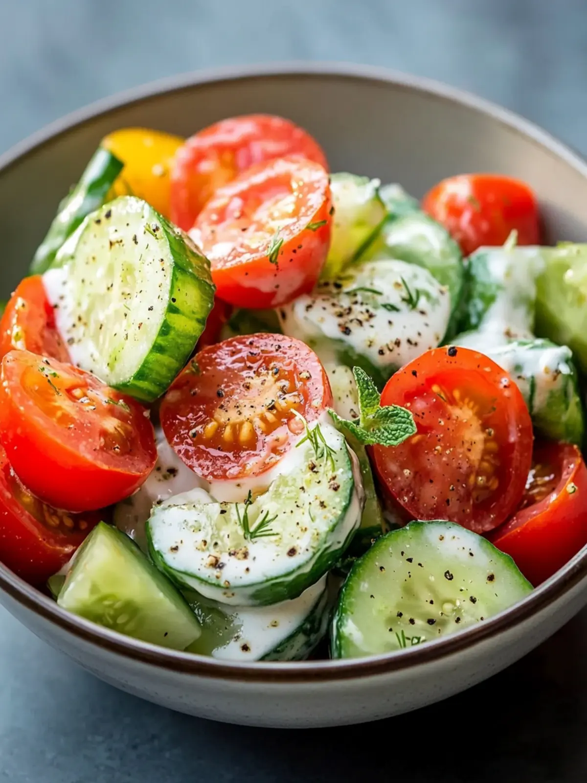 Savory Creamy Cucumber & Tomato Salad You'll Love! 2 Creamy Cucumber & Tomato Salad