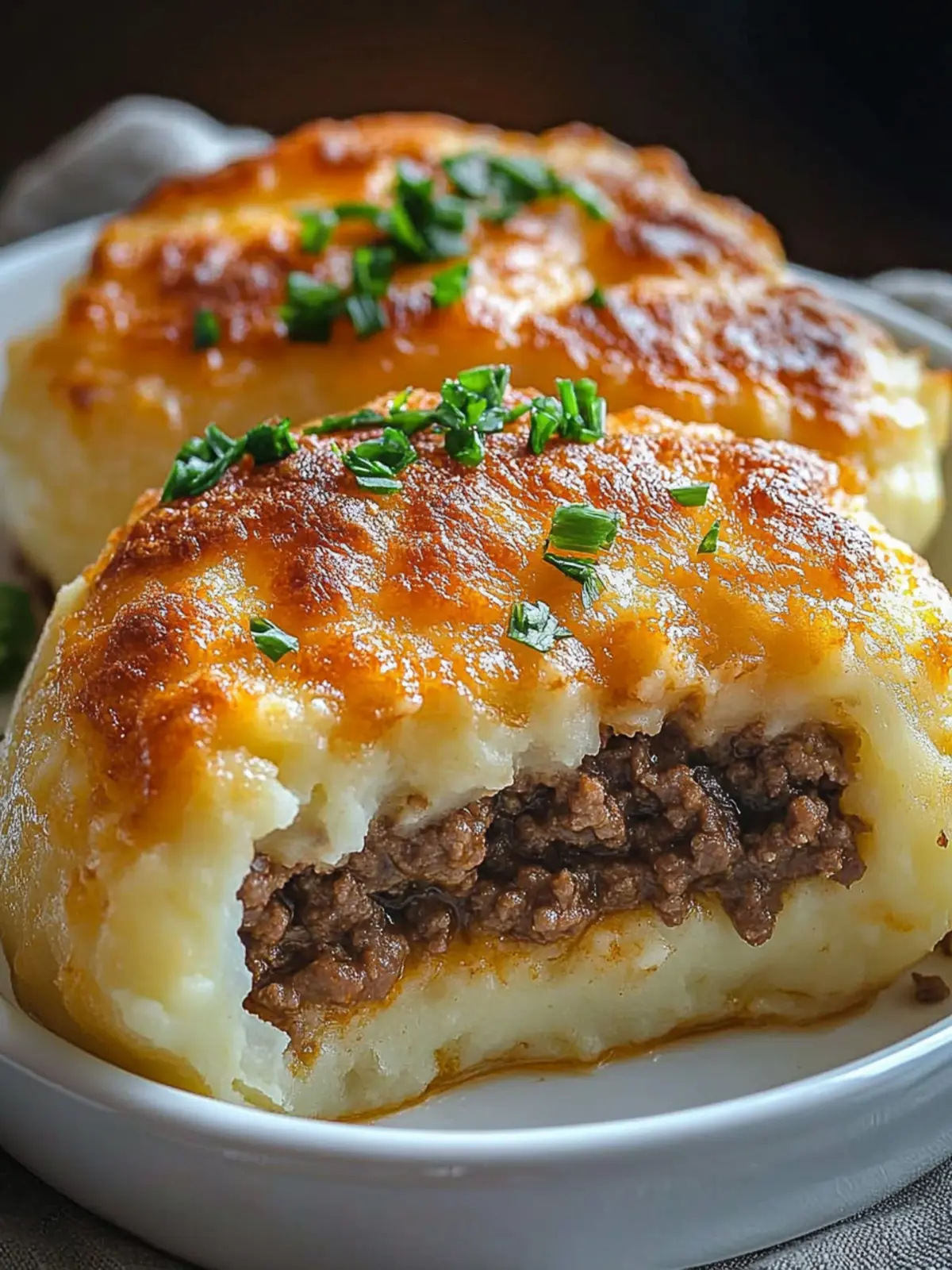 Cheesy Ground Beef-Stuffed Crispy Mashed Potatoes