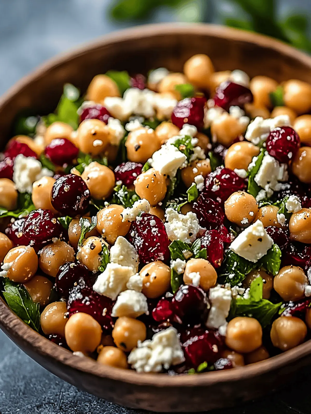 Feta & Cranberry Chickpea Salad with Lemon Vinaigrette