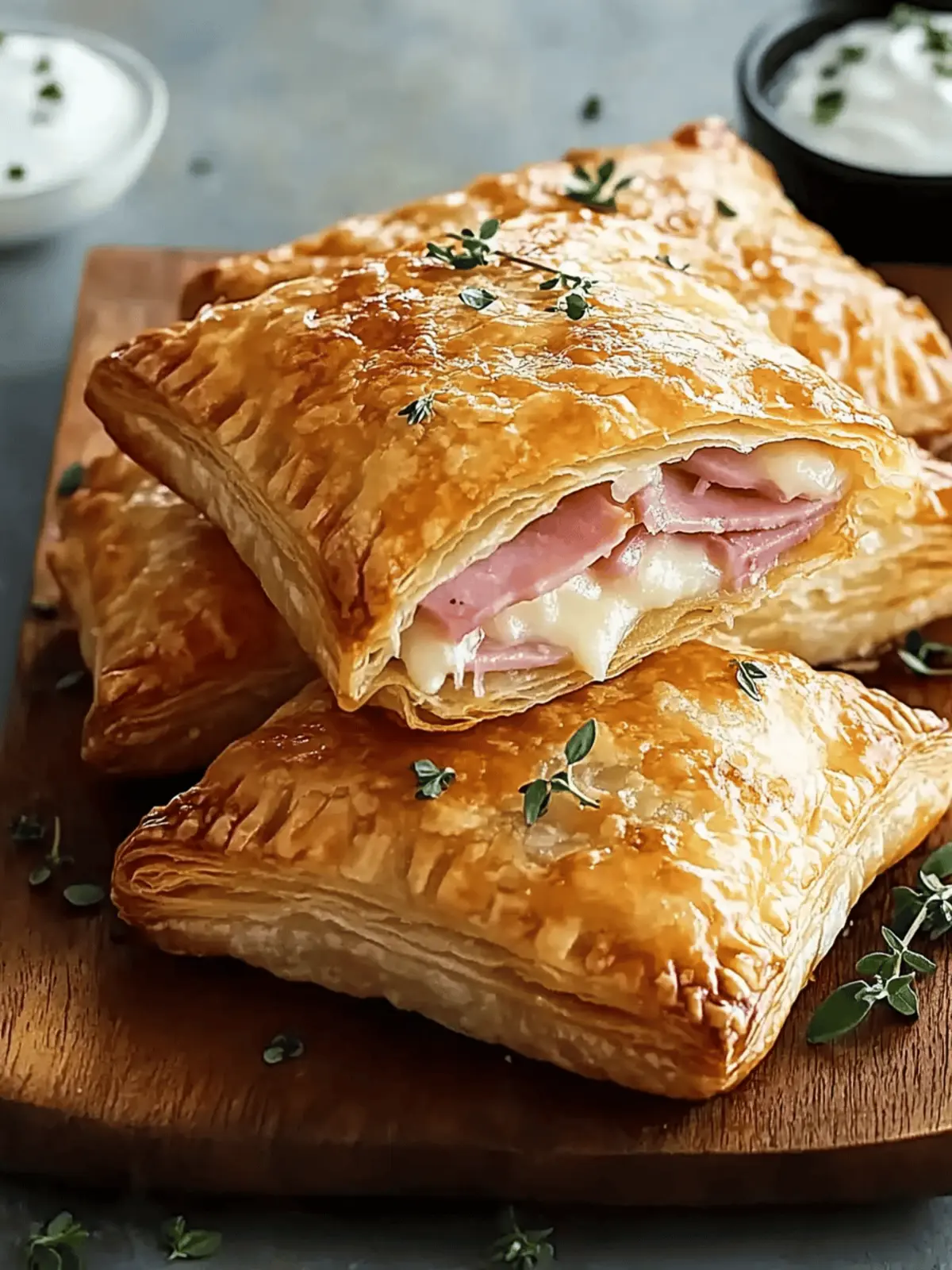 Ham and Cheese Puff Pastry Pockets