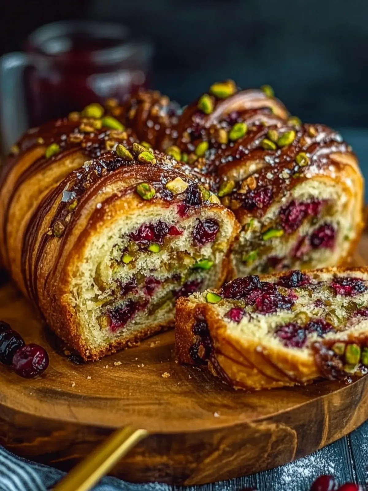 Cranberry Pistachio Babka Bread
