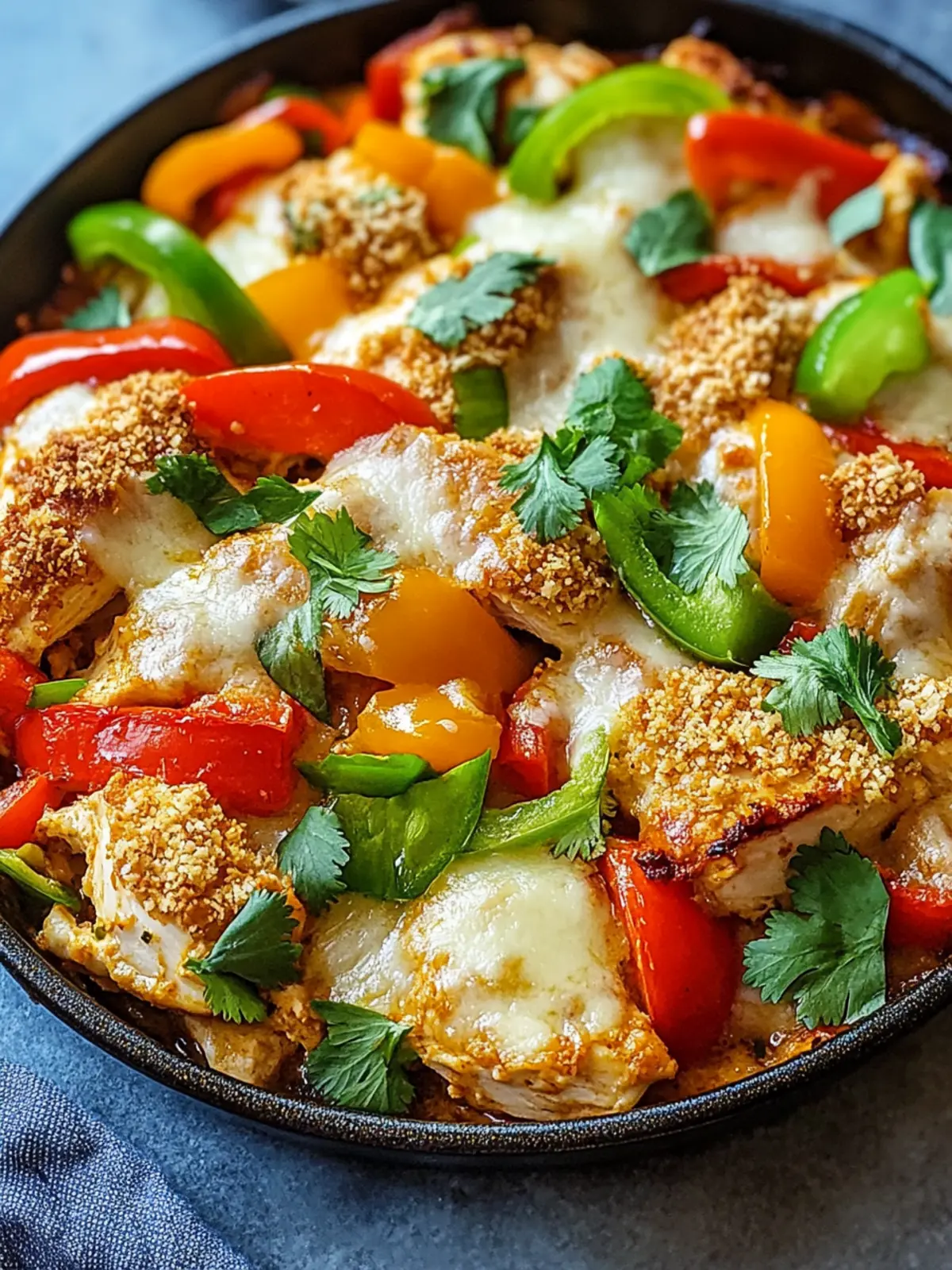 One-Pan Creamy Chicken Fajita Bake with Buttery Garlic Crumbs 4 ONE-PAN CREAMY CHICKEN FAJITA BAKE WITH BUTTERY GARLIC CRUMBS