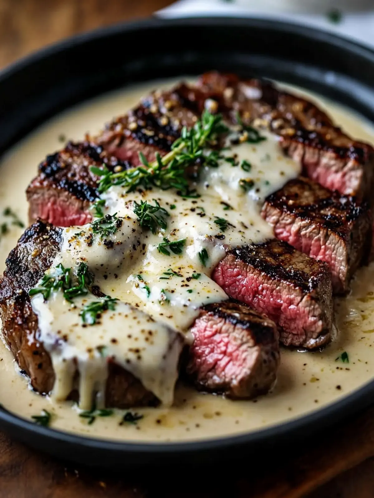 Garlic Butter Steak With Parmesan Cream Sauce
