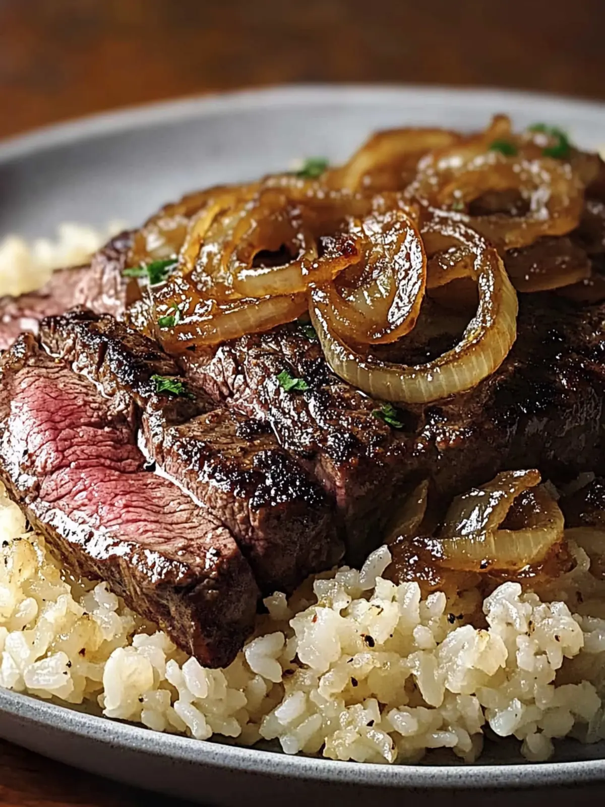 Pan-Seared Ribeye with Caramelized Onions & Rice Bliss 3 Pan-Seared Ribeye with Caramelized Onions & Rice