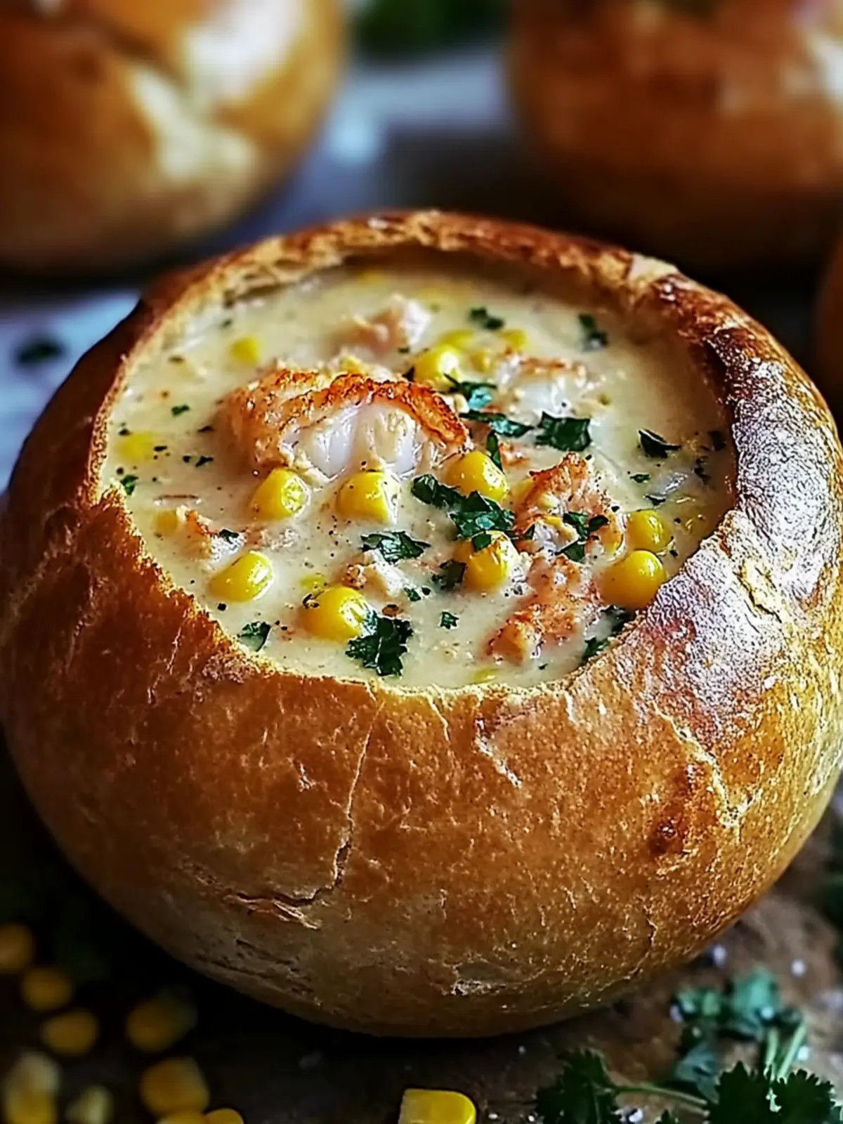 Savor Creamy Crab Corn Chowder in Tasty Bread Bowls 2 Creamy Crab Corn Chowder Bread Bowl