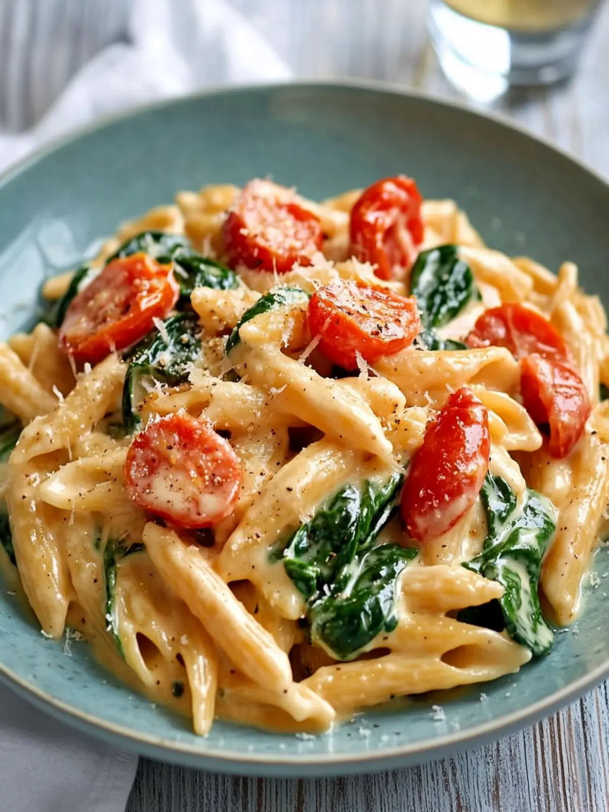 Creamy Spinach & Tomato Pasta