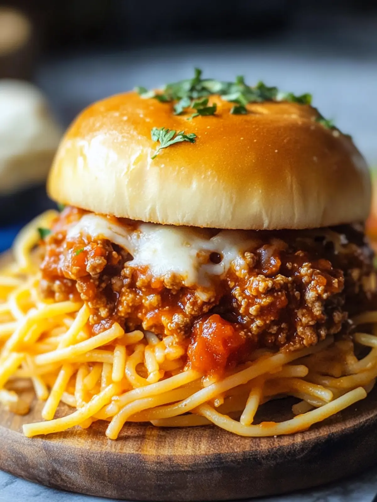 Cheesy Spaghetti Sloppy Joes