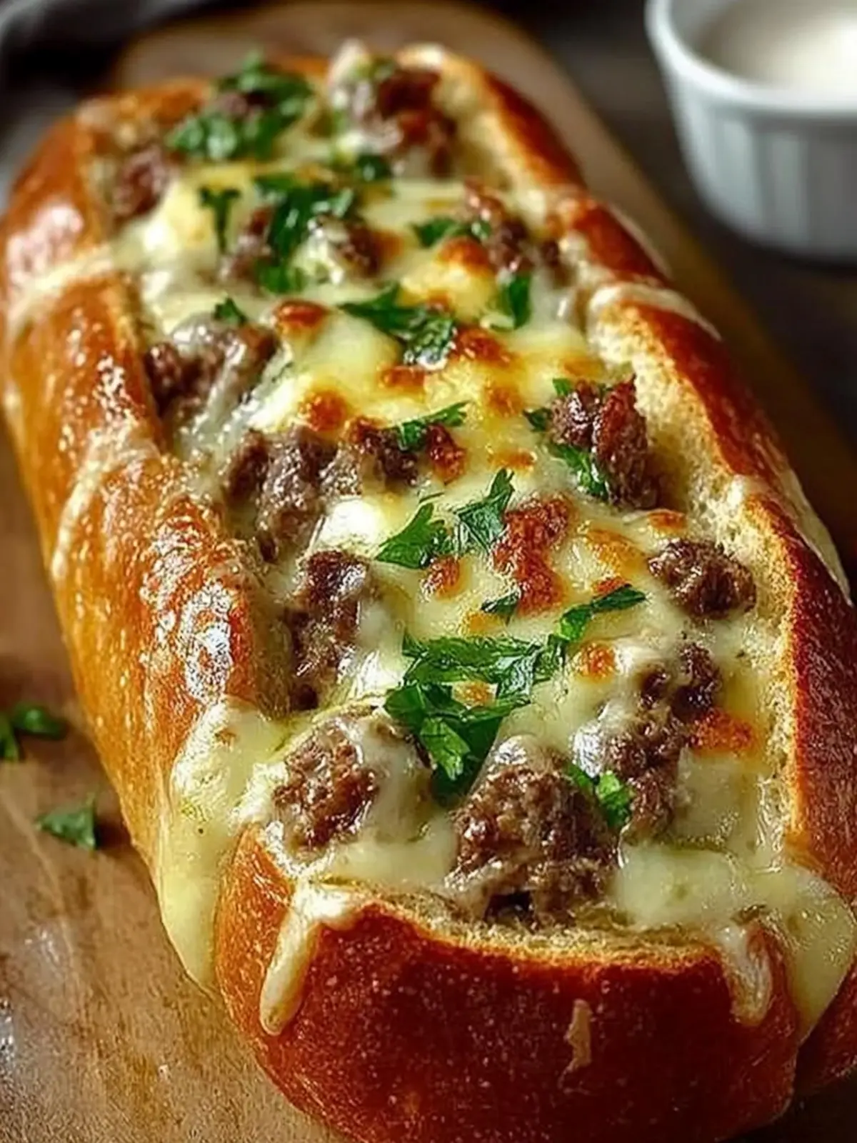 Philly Cheesesteak-Stuffed Garlic Bread Loaf