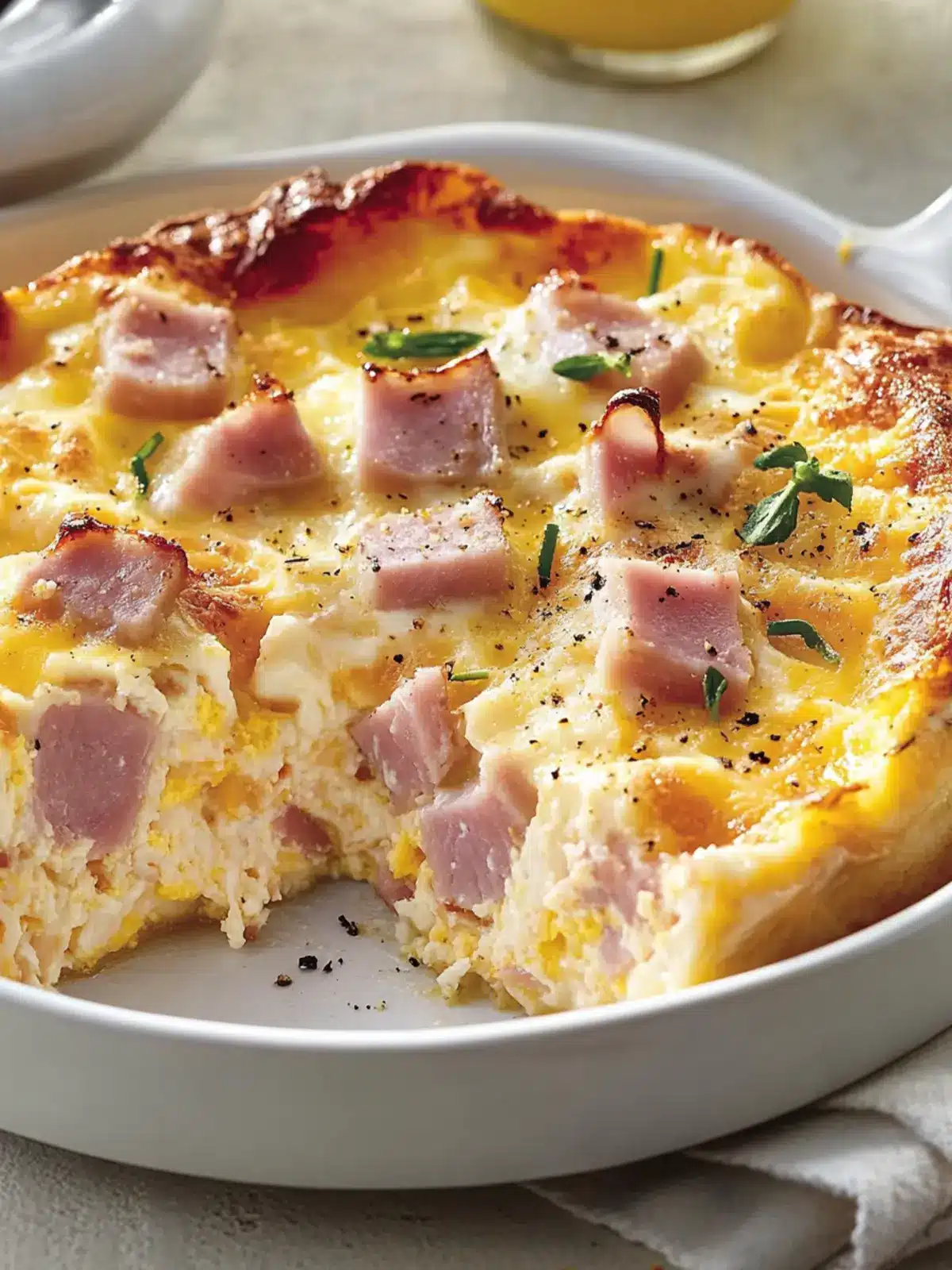 Creamy Ham & Mozzarella Egg Bake