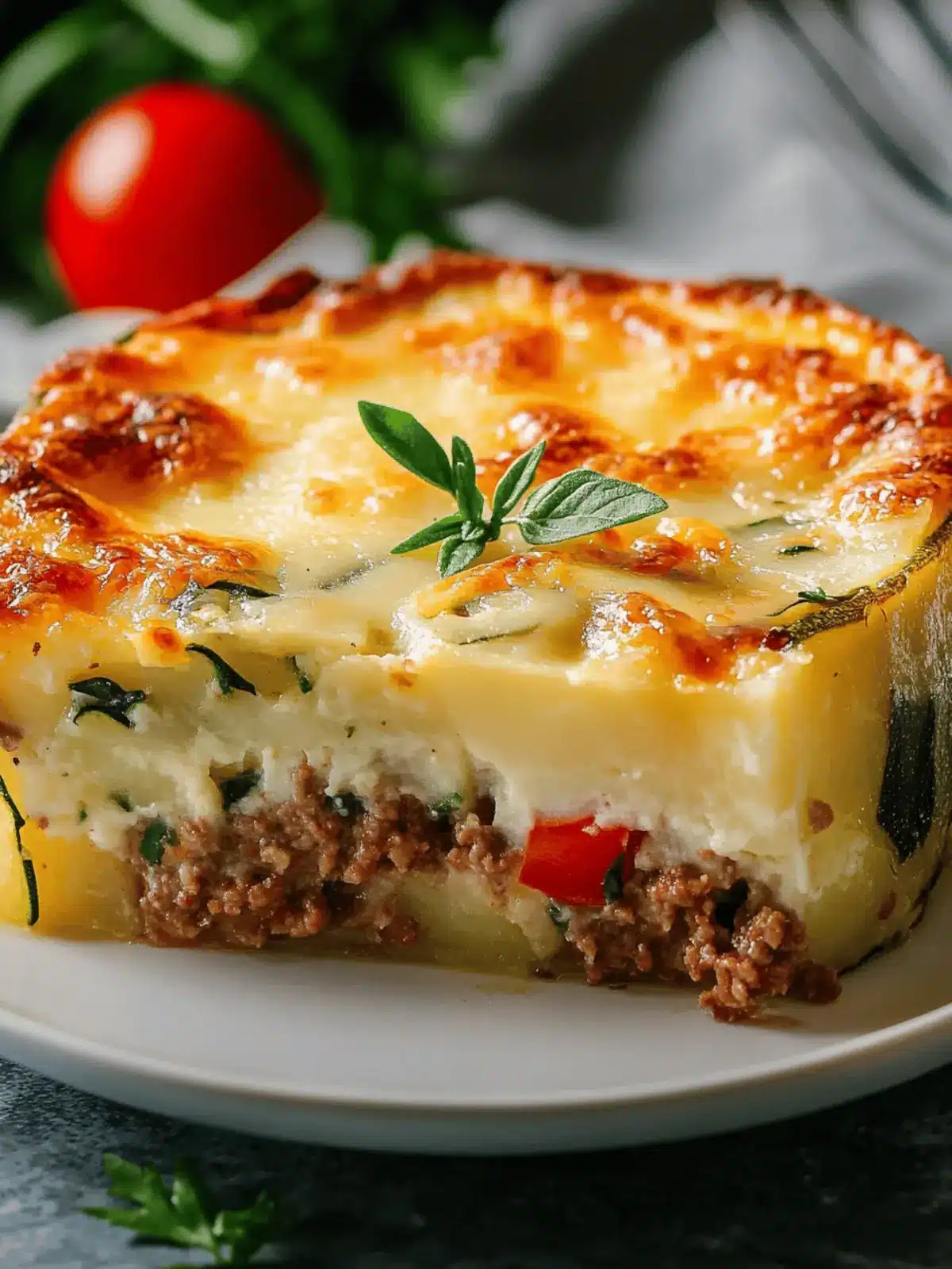 Cheesy Zucchini Potato with Ground Meat Slice