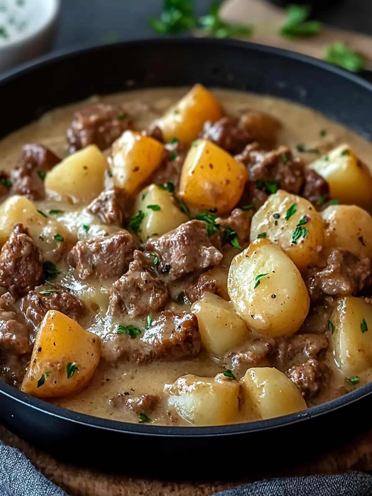 ONE-PAN CREAMY MEAT & POTATO SKILLET for Easy Comfort Food 4 ONE-PAN CREAMY MEAT & POTATO SKILLET