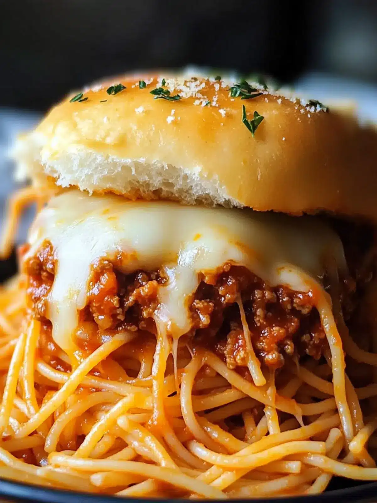 Cheesy Spaghetti Sloppy Joes
