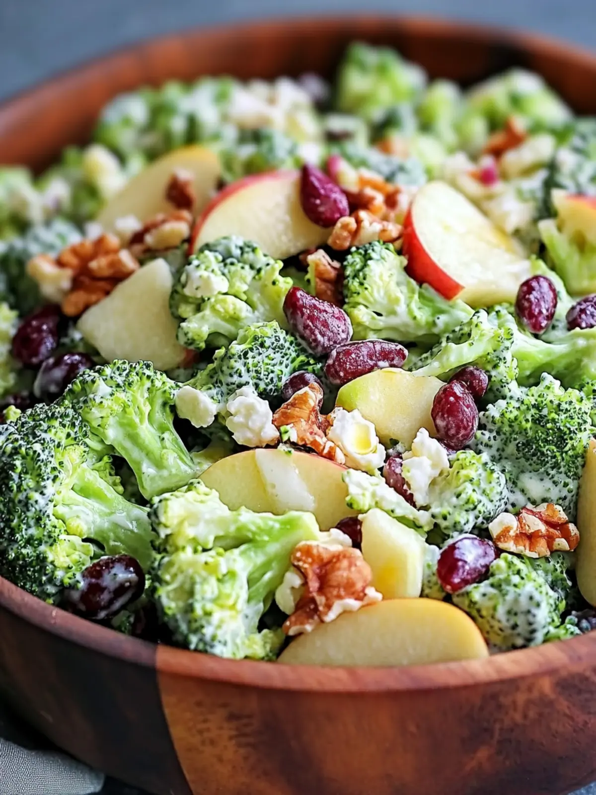 Crisp Broccoli & Honeycrisp Apple Harvest Salad Delight 3 Crisp Broccoli & Honeycrisp Apple Harvest Salad with Creamy Honey-Vinegar Dressing