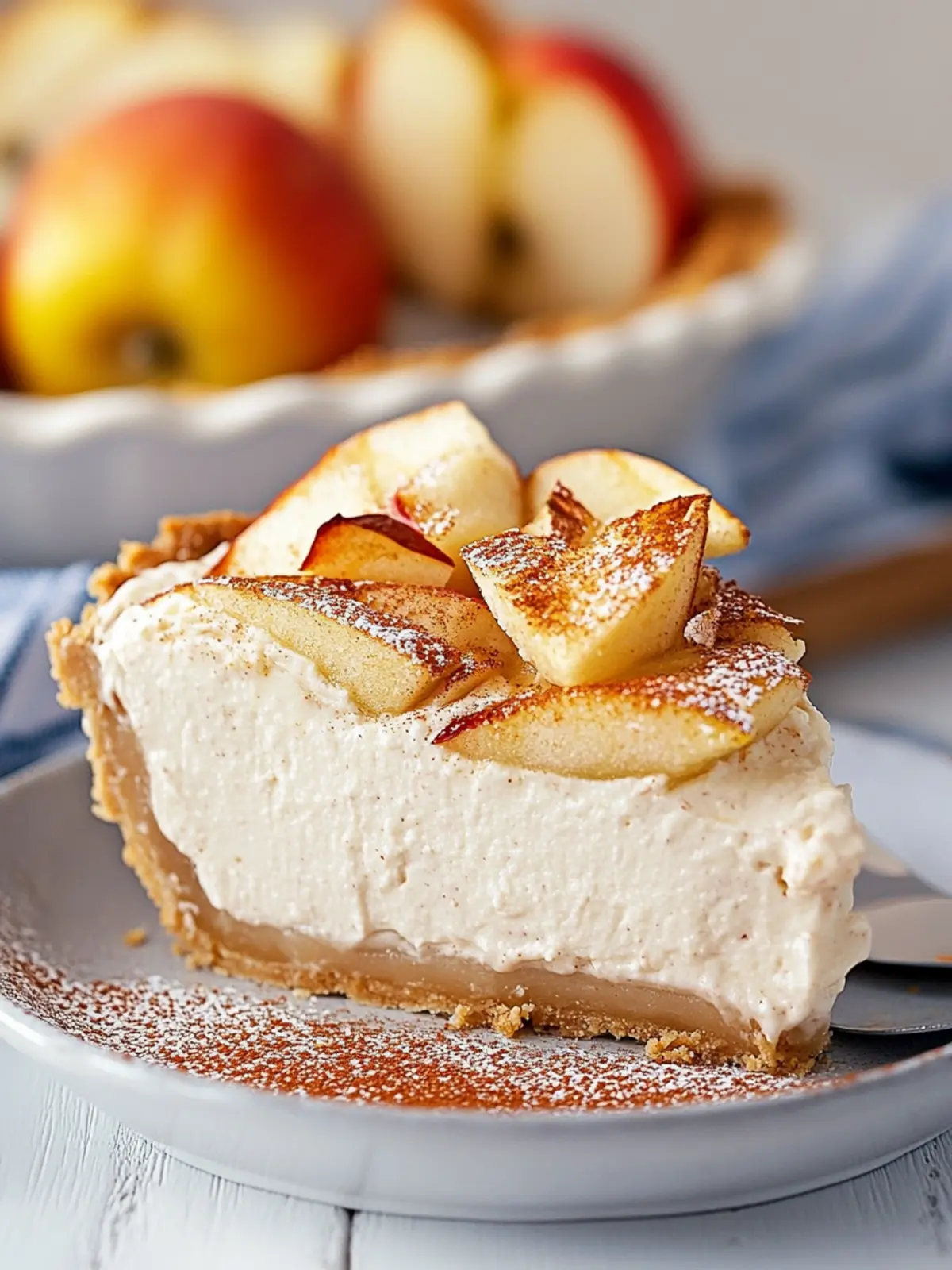 Creamy No Bake Apple Cheesecake Pie
