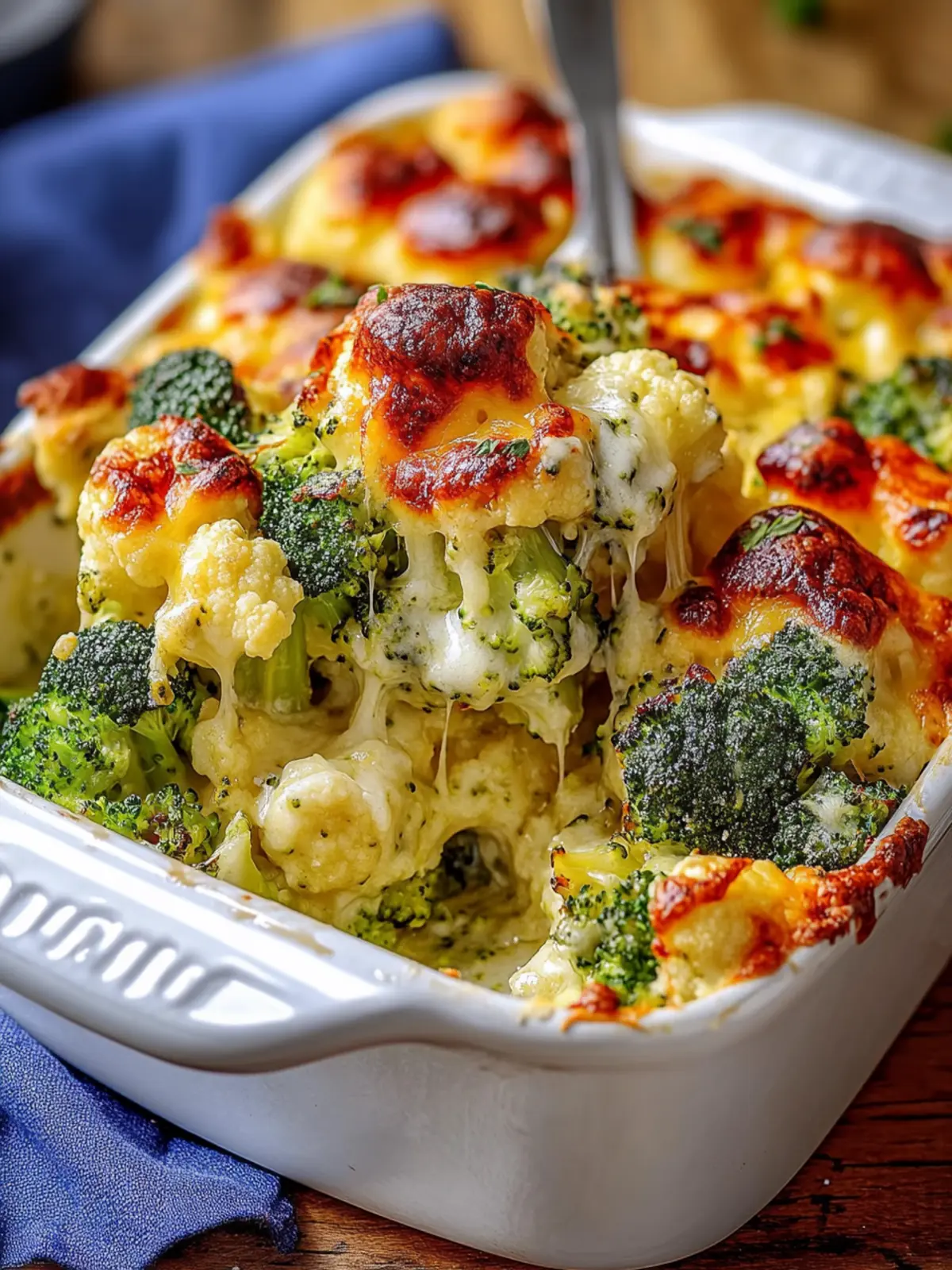 Cheesy Broccoli and Cauliflower Vegetable Bake
