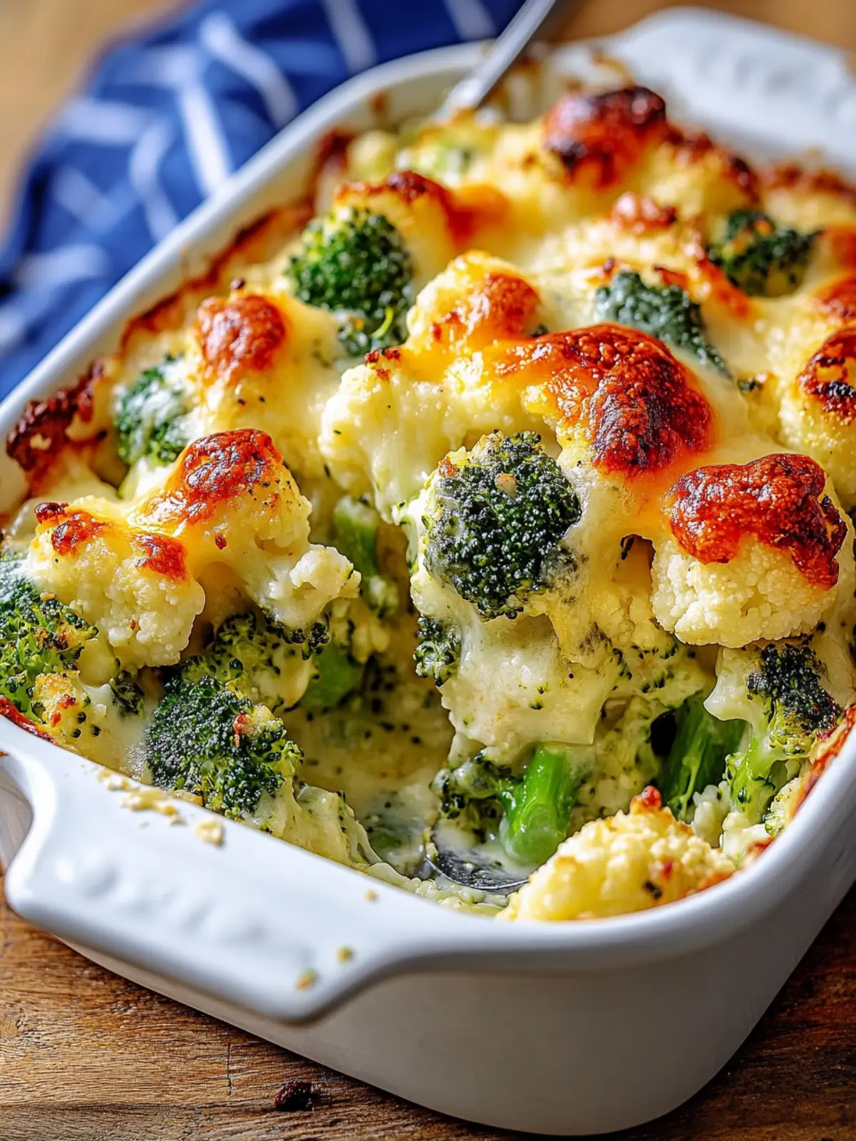 Cheesy Broccoli and Cauliflower Vegetable Bake