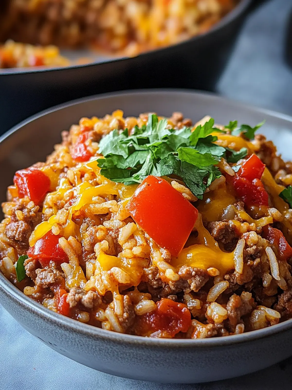 Cheesy Beef Enchilada Rice