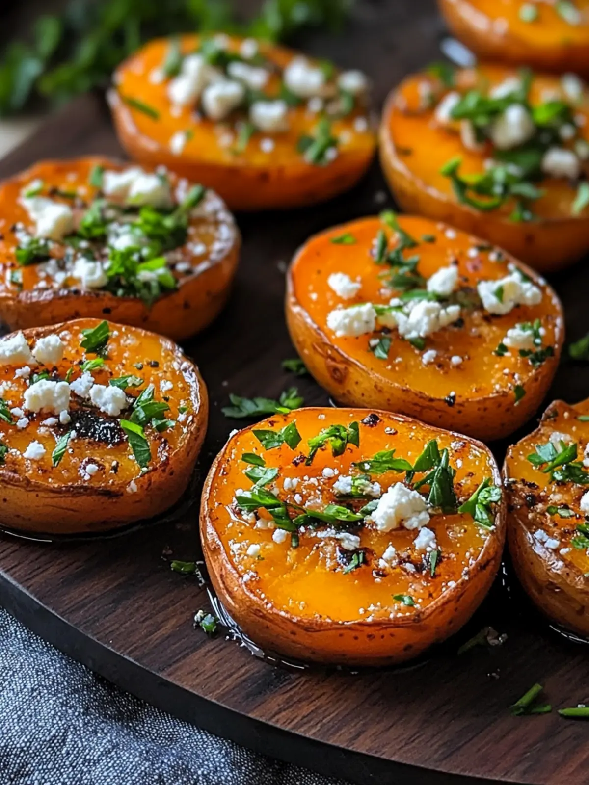 Roasted Sweet Potato Rounds with Honey and Feta Bliss 2 ROASTED SWEET POTATO ROUNDS WITH HONEY AND FETA