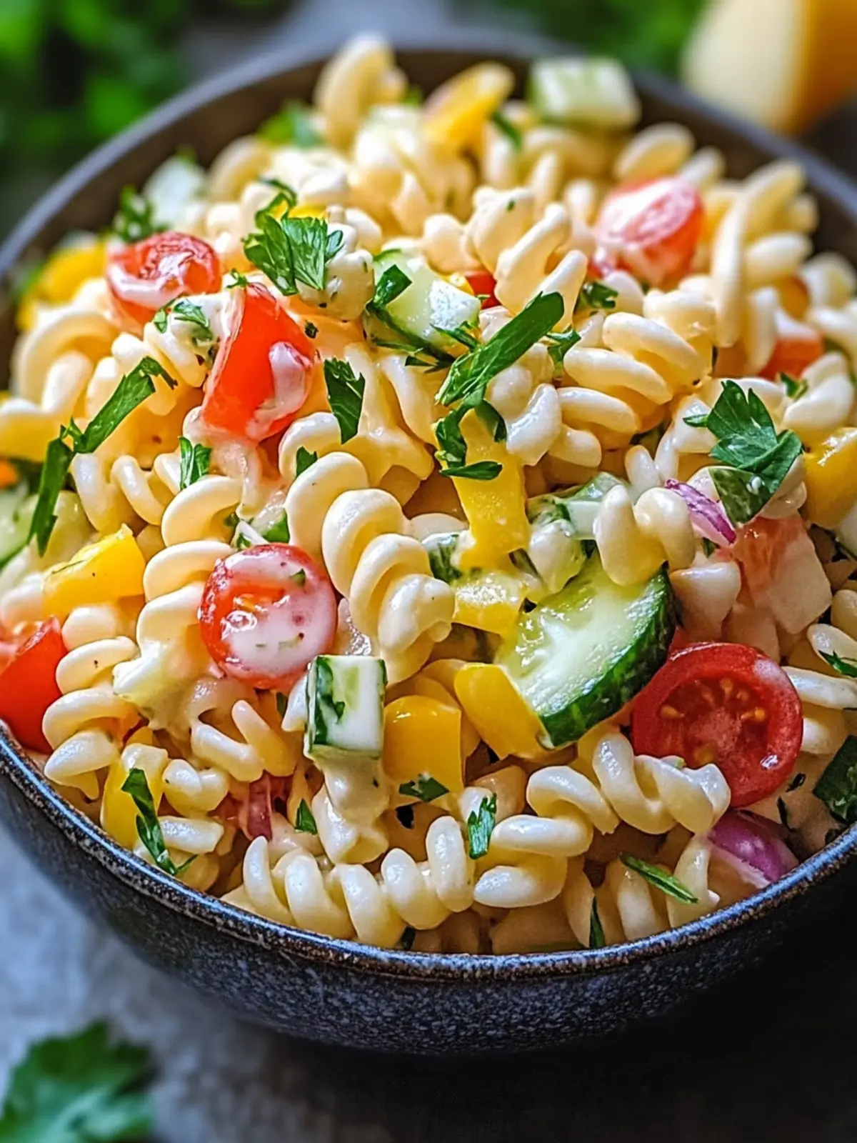 FRESH AND FLAVORFUL PASTA SALAD WITH CREAMY DRESSING