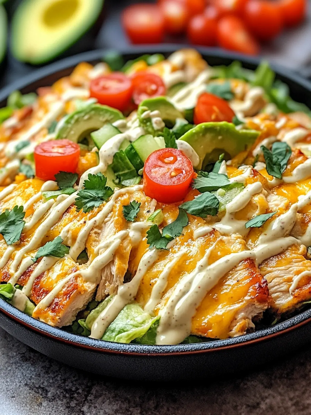 Grilled Chicken Avocado Salad with Creamy Dressing Magic 3 GRILLED CHICKEN AVOCADO SALAD WITH CREAMY DRESSING