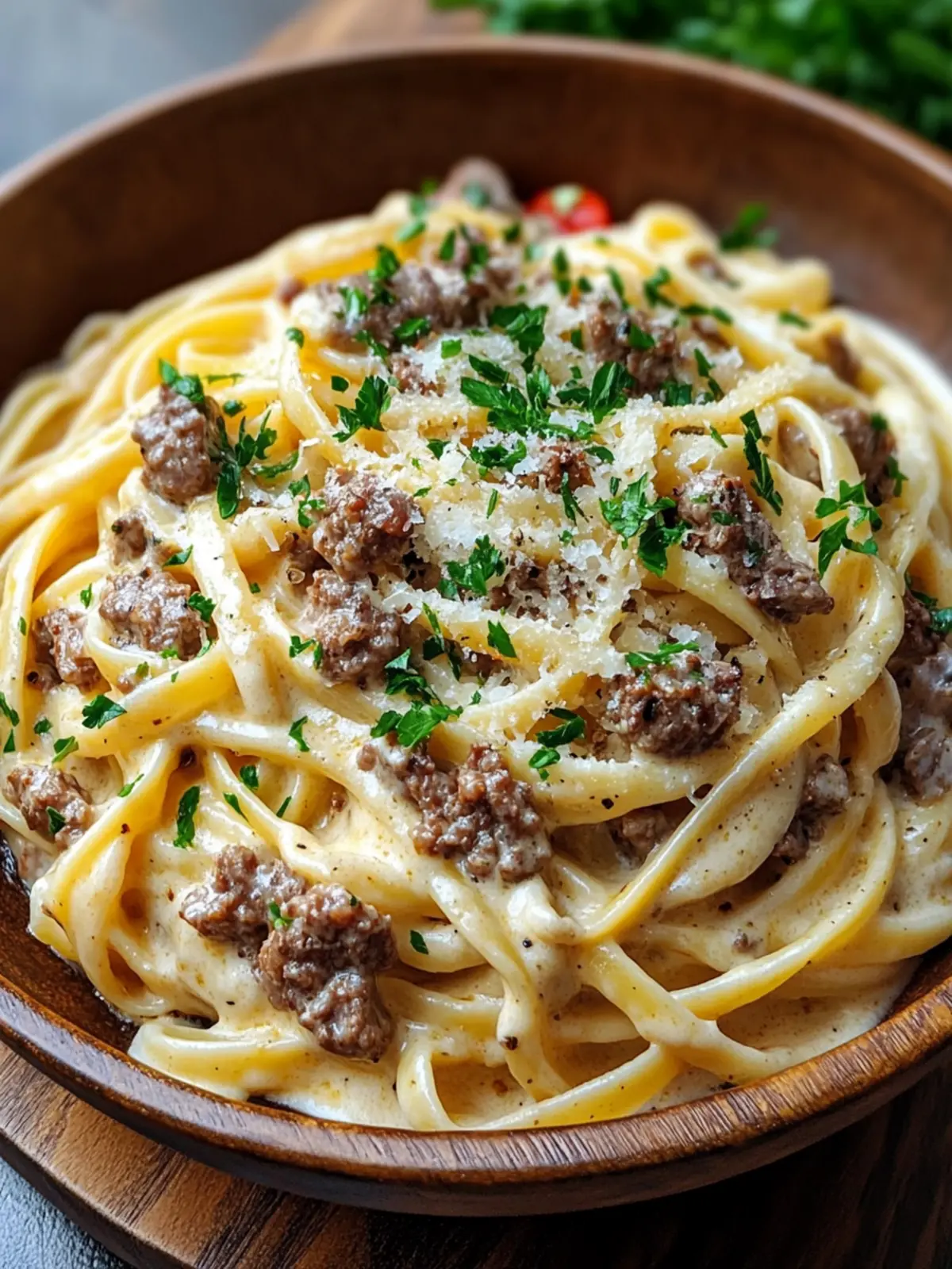 Creamy Cajun Beef Linguine in Garlic Cheese Sauce