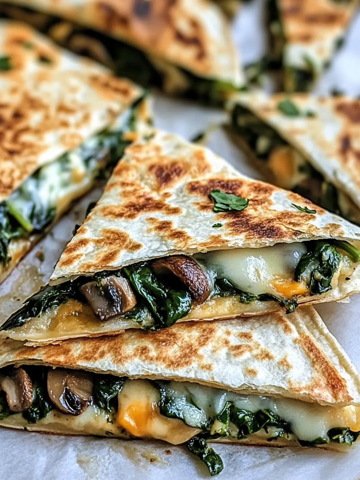 Baked Spinach Mushroom Quesadillas