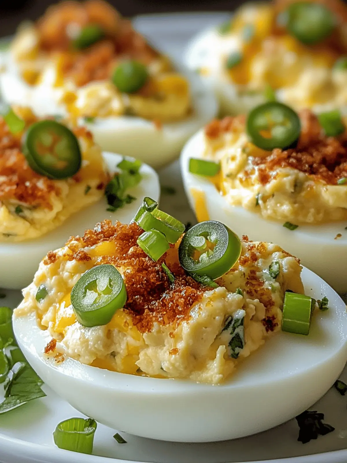 Jalape o Popper Deviled Eggs A Creamy Spicy Delight! 4 Jalape o Popper Deviled Eggs Creamy, Spicy & Crowd-Pleasing!