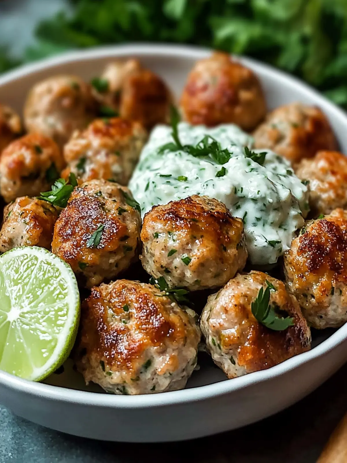 Greek Chicken Meatballs with Tzatziki Sauce