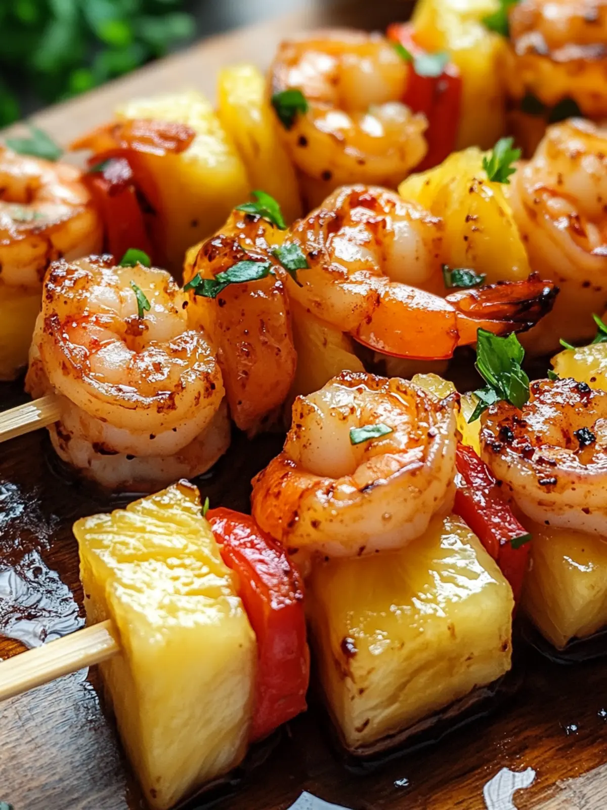 Grill Up Shrimp Pineapple Skewers with Spicy Honey Glaze 4 Shrimp Pineapple Skewers with a Spicy Honey Glaze