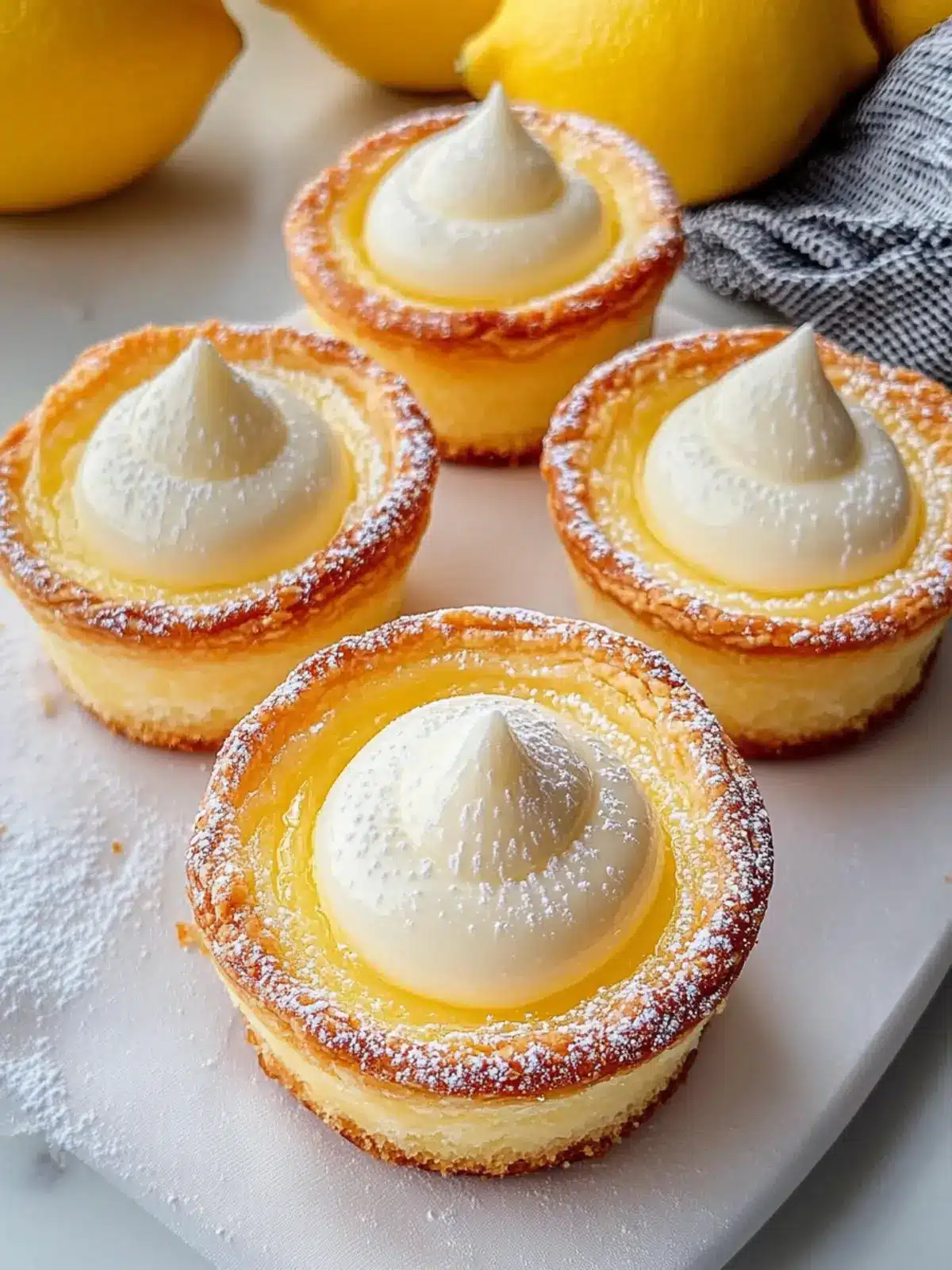 MINI LEMON BUTTERMILK IMPOSSIBLE PIES WITH WHIPPED SUGAR TOPPING