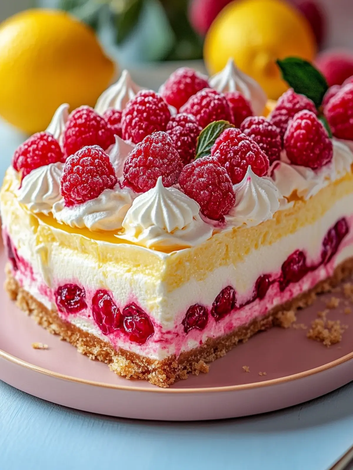 HEAVENLY LEMON RASPBERRY MERINGUE CHEESECAKE