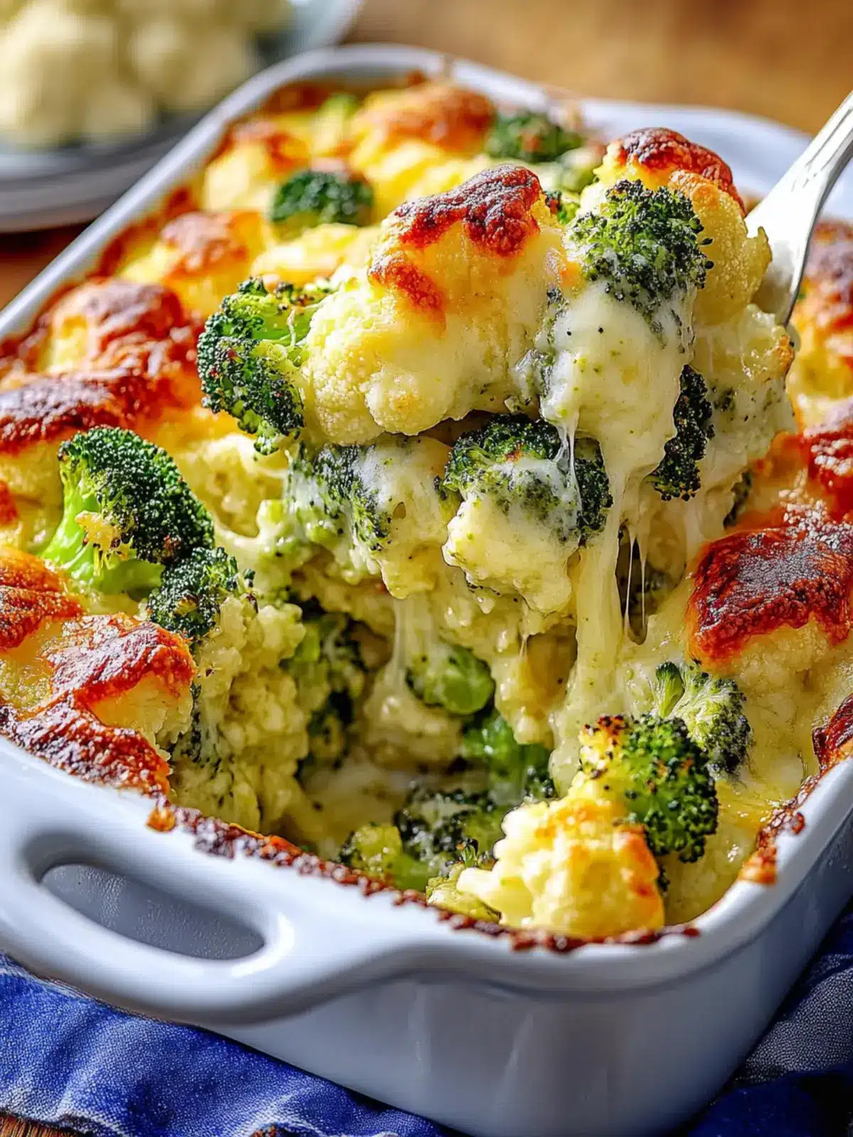 Cheesy Broccoli and Cauliflower Vegetable Bake