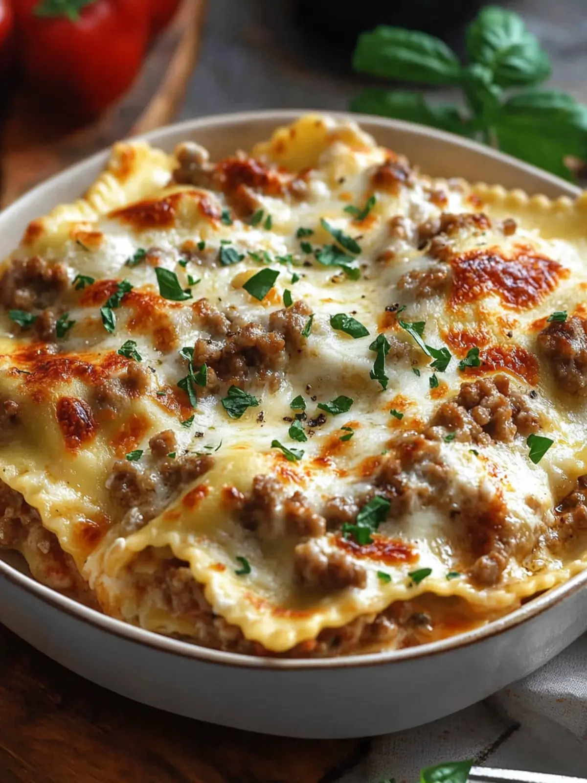 Sausage Alfredo Ravioli Lasagna