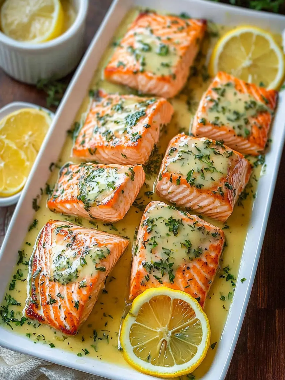 Savor Salmon with Garlic Lemon Butter Sauce Tonight! 4 Salmon with Garlic Lemon Butter Sauce