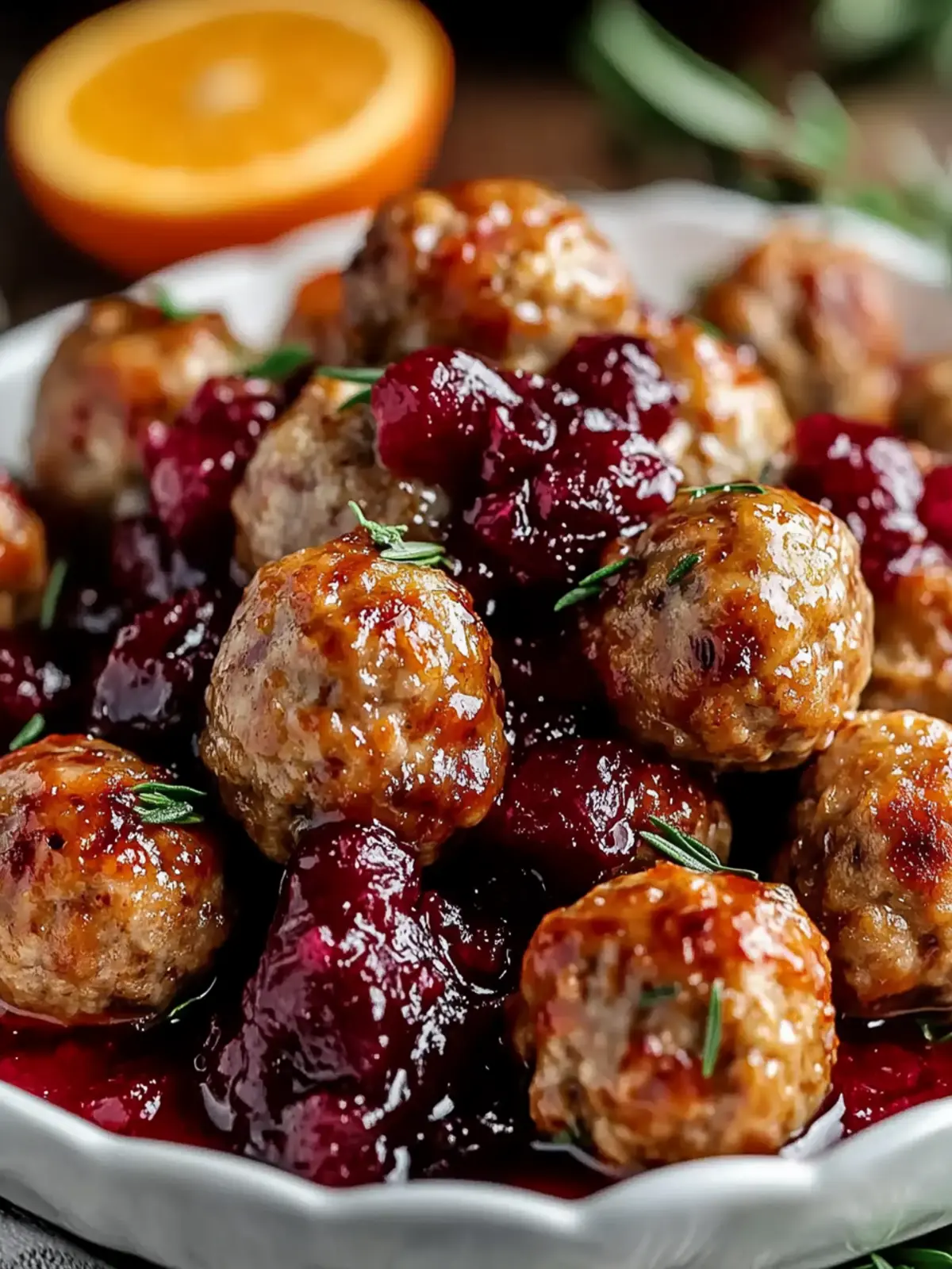 Savory Meatballs with Zesty Cranberry Orange Sauce Delight 2 Meatballs with Cranberry Orange Sauce